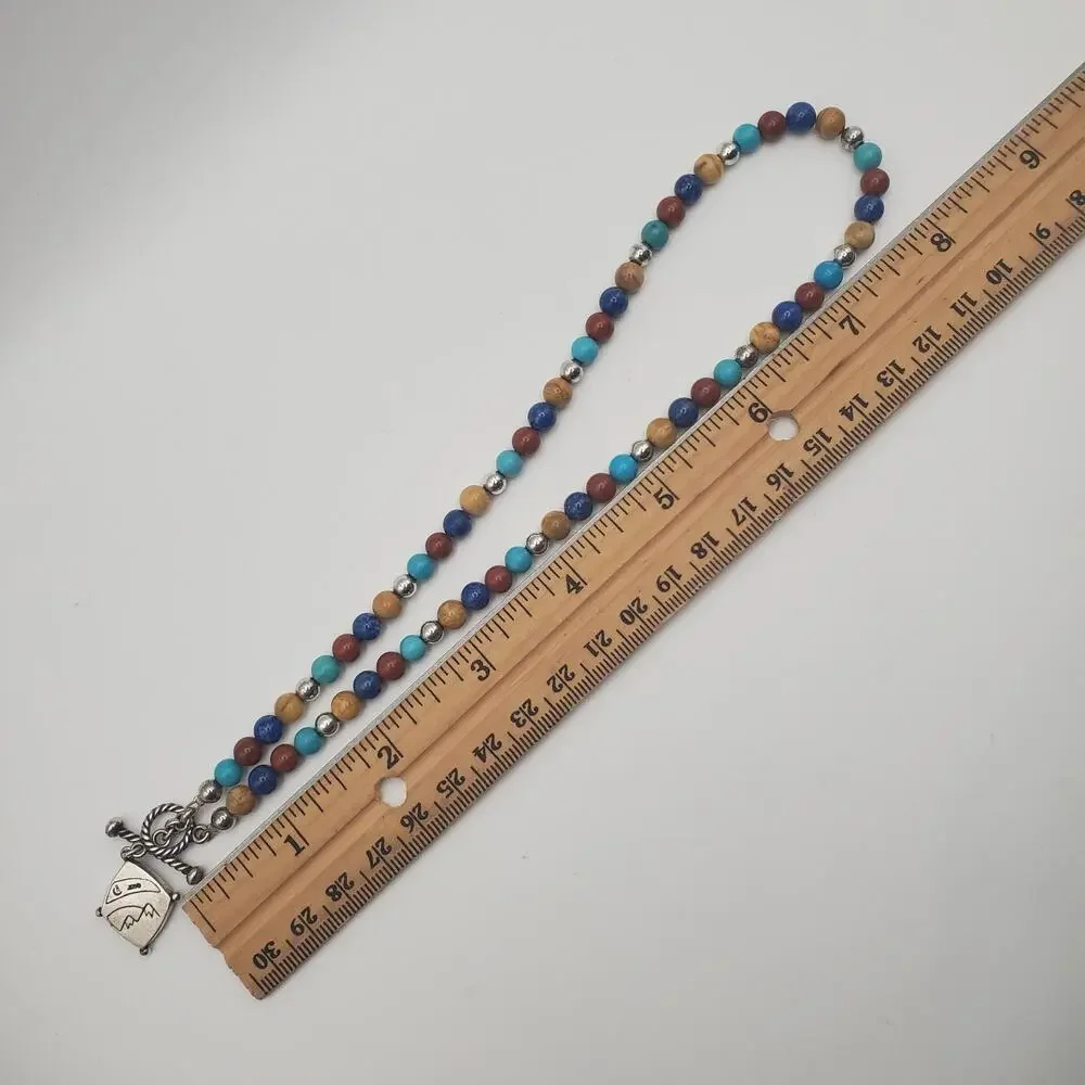 Carolyn Pollack Relios Sterling 925 Silver Multi Gemstone Bead Necklace 16 in.